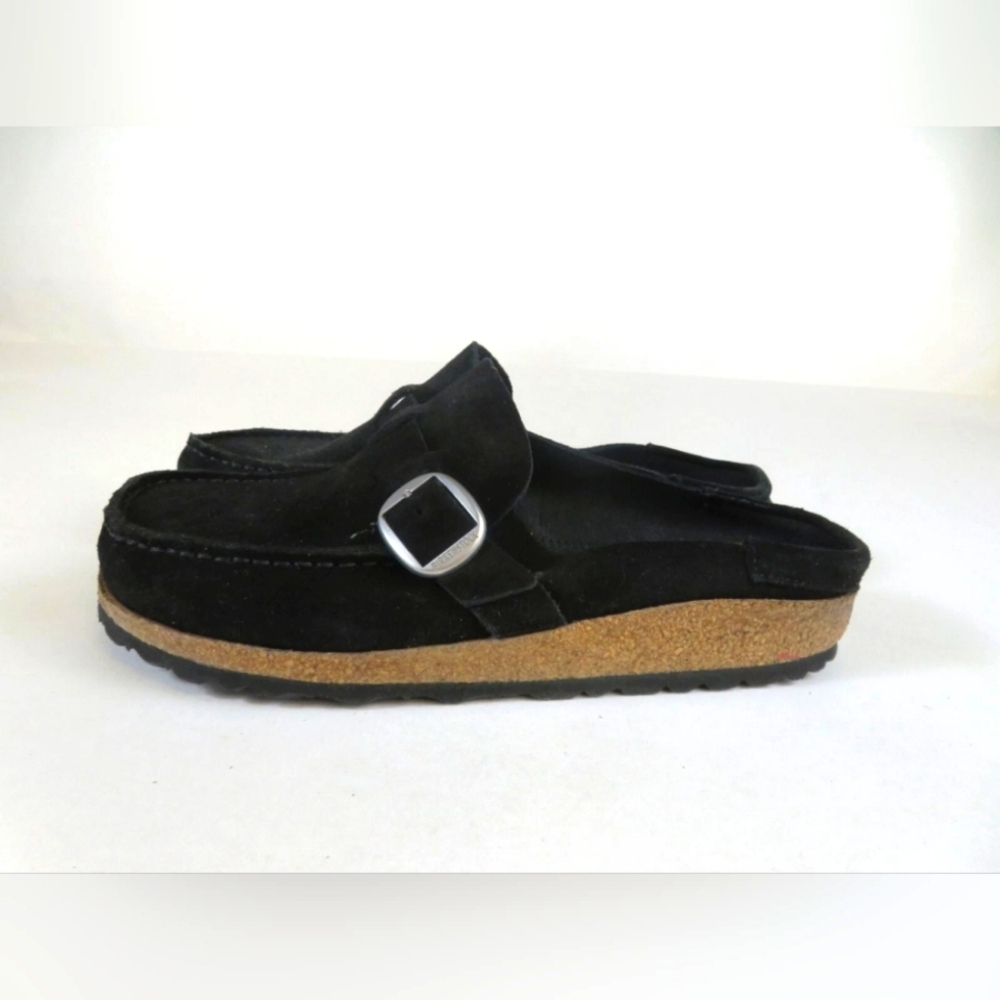 Birkenstock Buckley Shoes Slip On Clog Black Leather Buckle Comfort Women 9 / 40